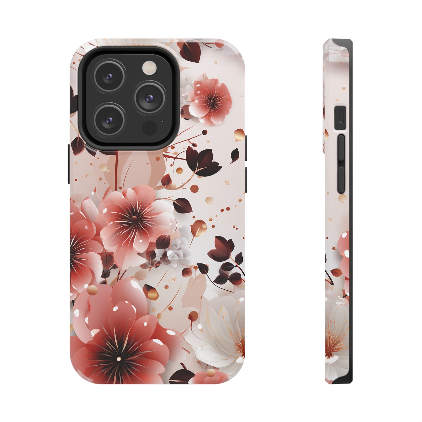 Pretty Pink & White Flowers Pattern Design Tough Phone Case compatible with a large variety of iPhone models, Gift, Phone Case