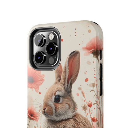 Watercolor Easter Bunny and Spring Flowers Design Phone Case- Lightweight, Impact Resistant Cover for iPhone 6, 6s, 12, 13, 14, 15