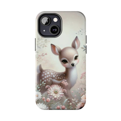 Cute Fawn and Floral print Design Tough Phone Case compatible with a large variety of iPhone models, Gift, Phone Case