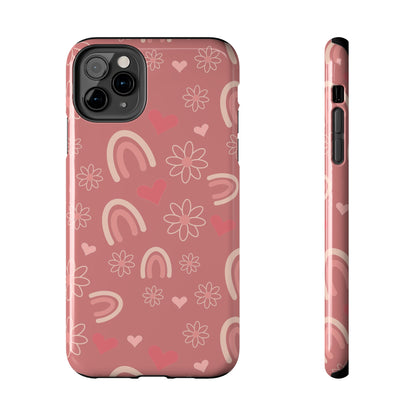 Daisy and Mauve Boho Rainbow print Design Tough Phone Case compatible with a large variety of iPhone models, Gift, Phone Case