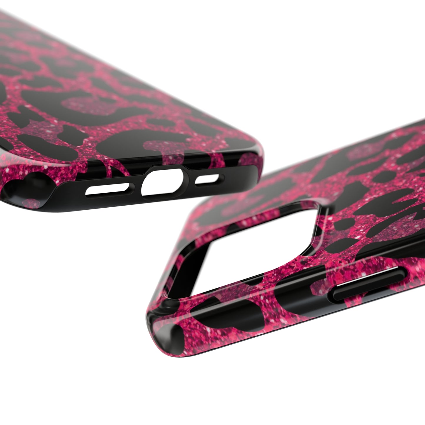 Pink and Black Leopard Design Phone Case- Lightweight, Impact Resistant Cover for iPhone 6, 6s, 12, 13, 14, 15