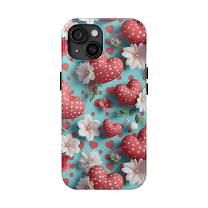 Polka Dot Hearts Digital print Design Tough Phone Case compatible with a large variety of iPhone models, Gift, Phone Case