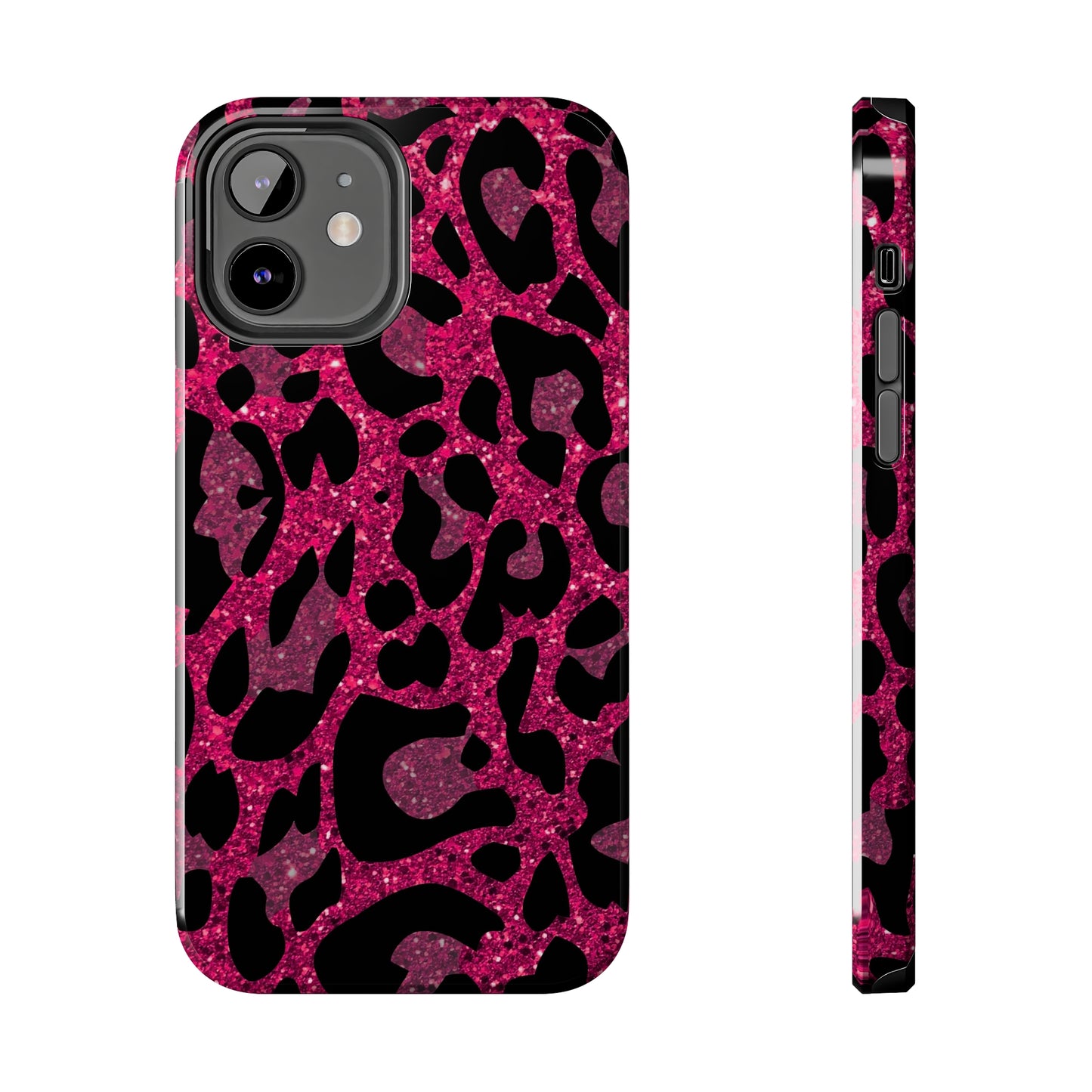 Pink and Black Leopard Design Phone Case- Lightweight, Impact Resistant Cover for iPhone 6, 6s, 12, 13, 14, 15