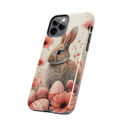 Watercolor Easter Bunny and Spring Flowers Design Phone Case- Lightweight, Impact Resistant Cover for iPhone 6, 6s, 12, 13, 14, 15