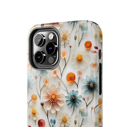 3D Glass Flower Pattern Design Tough Phone Case compatible with a large variety of iPhone models, Phone Case, Birthday Gift