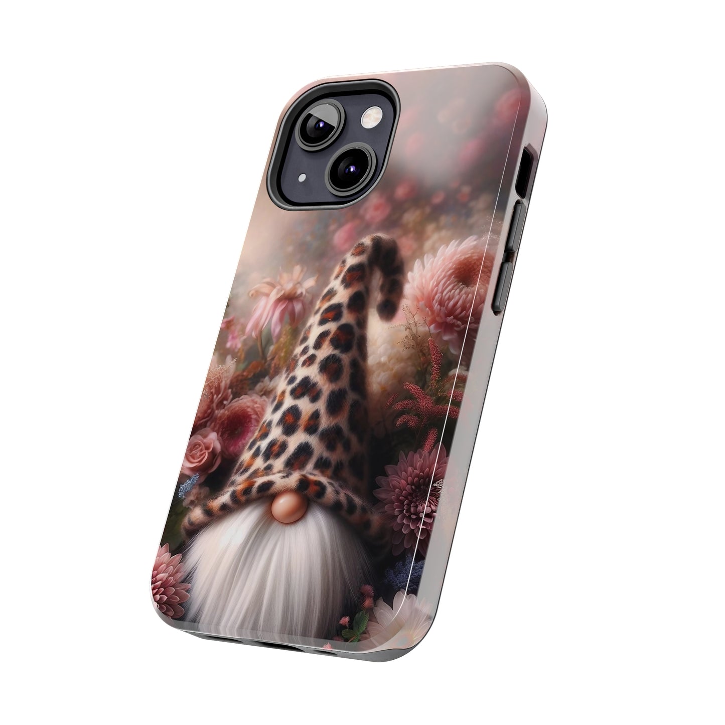 Leopard Print Fantasy Gnome Design Phone Case- Lightweight, Impact Resistant Cover for iPhone 6, 6s, 12, 13, 14, 15