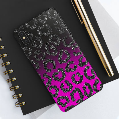 Pink and Black Ombre Leopard Design Phone Case- Lightweight, Impact Resistant Cover for iPhone 6, 6s, 12, 13, 14, 15