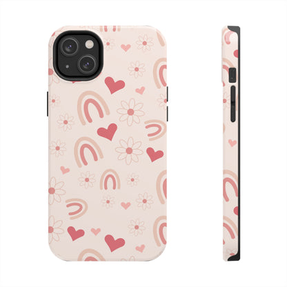 Pink Boho Rainbow print Design Tough Phone Case compatible with a large variety of iPhone models, Gift, Phone Case