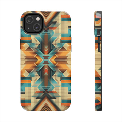 Beautiful Blue and Cream Native American Pattern Design Tough Phone Case compatible with a large variety of iPhone models, Gift, Phone Case