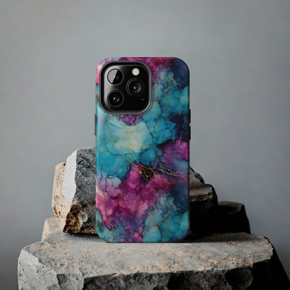 Blue and Purple Alcohol Ink Digital print Design Tough Phone Case compatible with a large variety of iPhone models, Gift, Phone Case