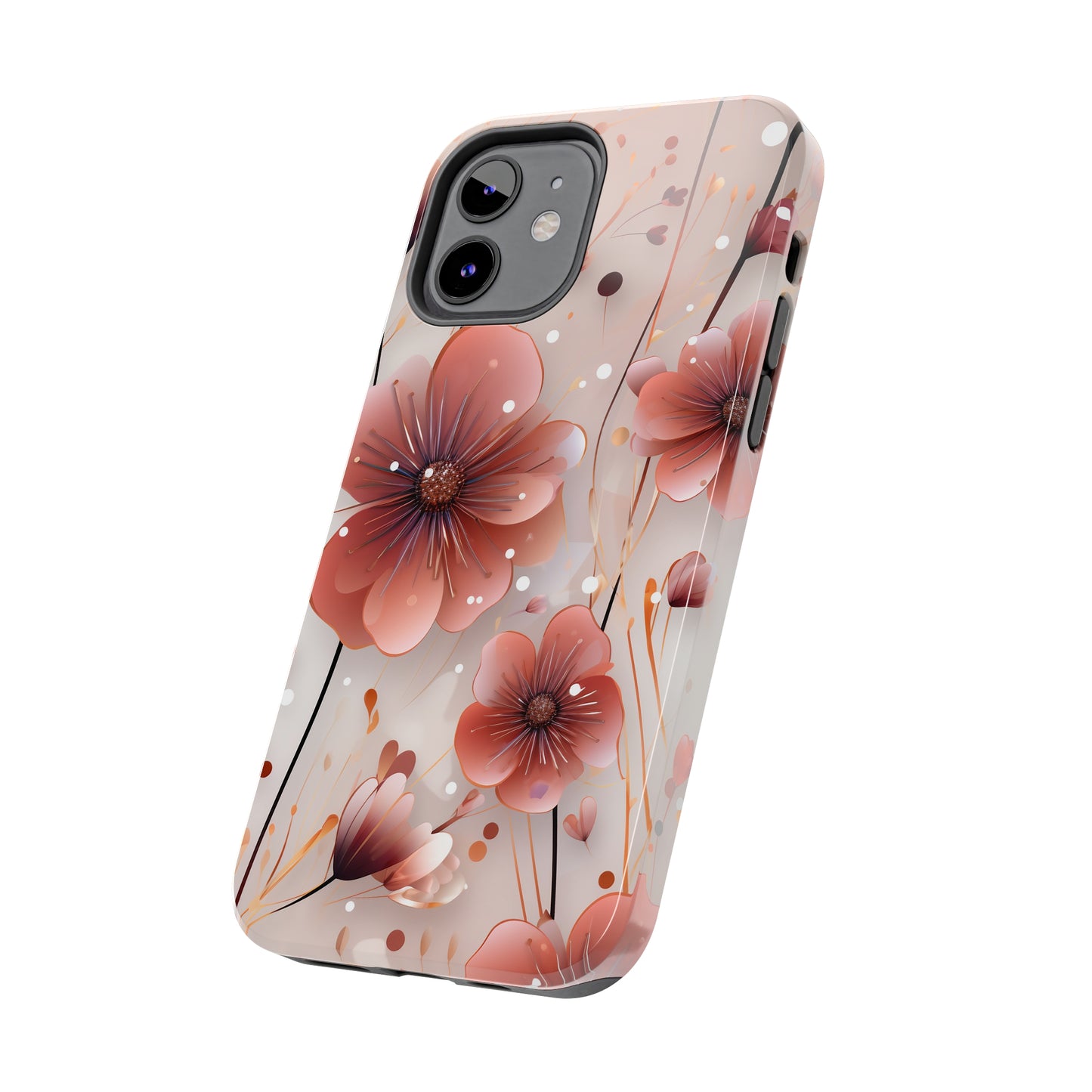 Pretty Mauve Flowers Pattern Design Tough Phone Case compatible with a large variety of iPhone models, Gift, Phone Case