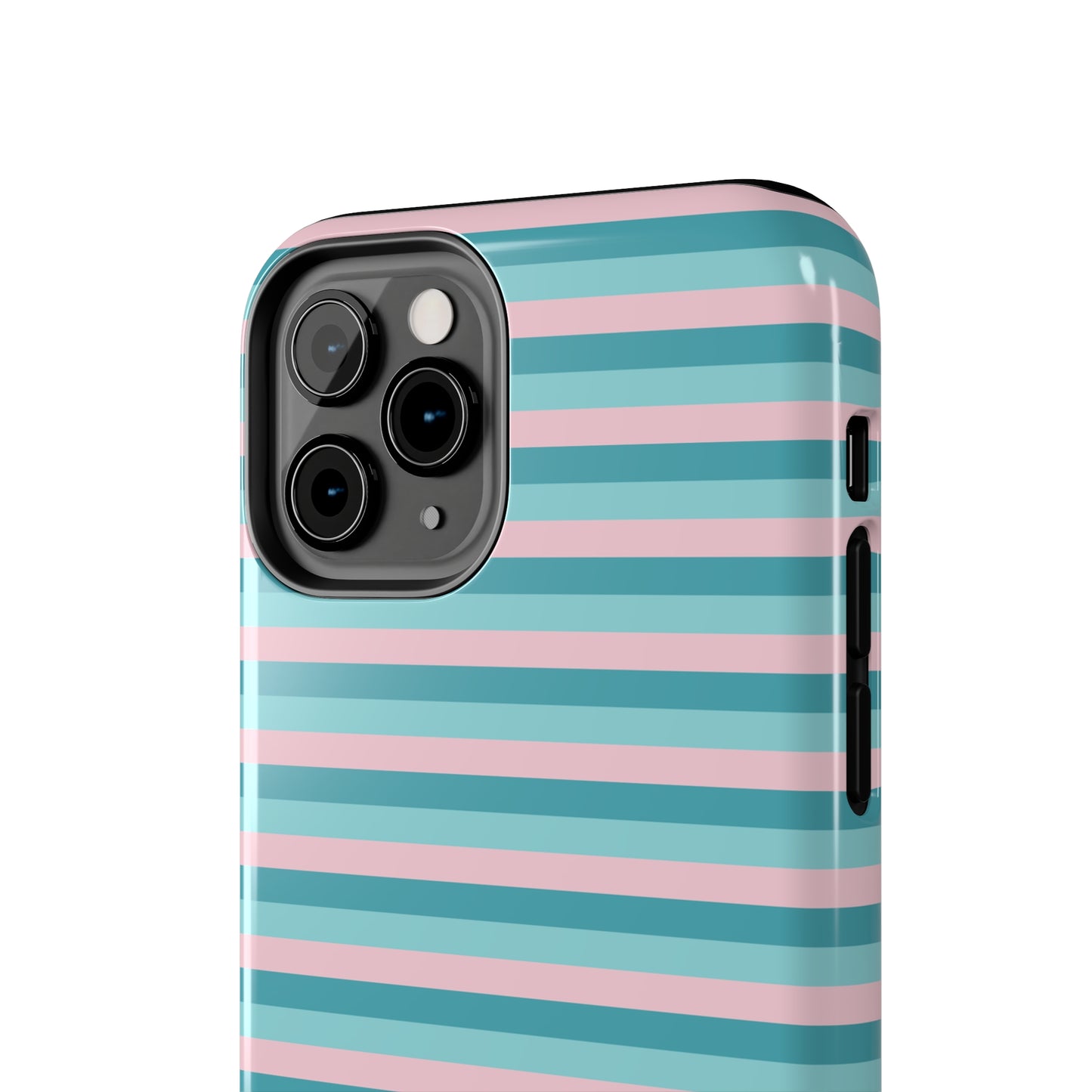 Pink and Aqua Girly Stripe print Design Tough Phone Case compatible with a large variety of iPhone models, Gift, Phone Case