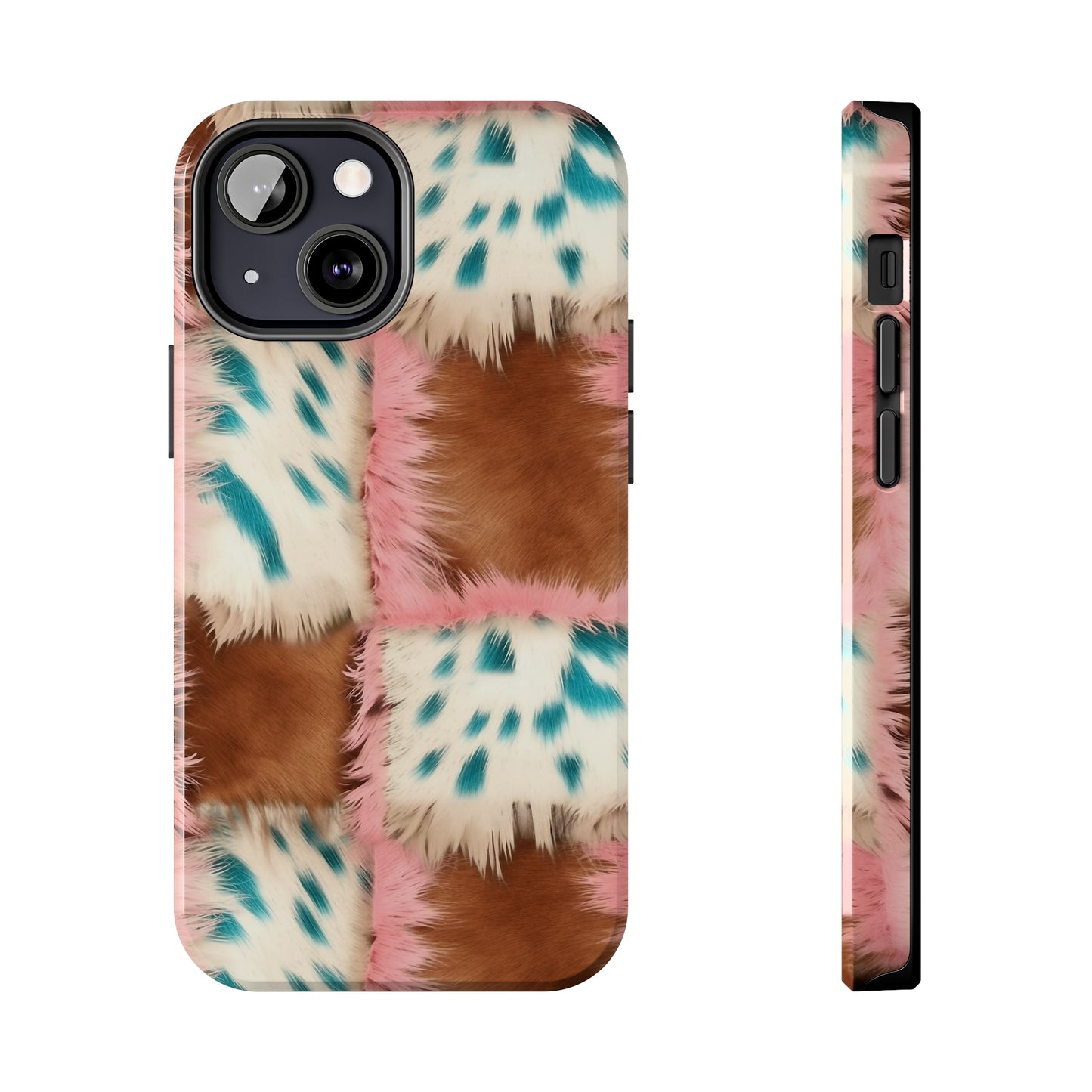 Modern Cowgirl Cowhide Design Pattern Print Tough Phone Case compatible with a large variety of phone models, Phone Case, Gift