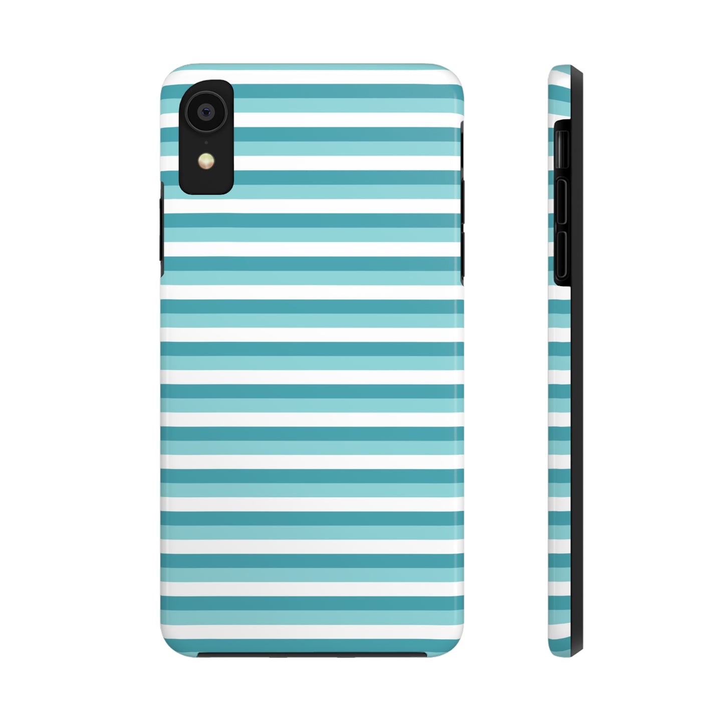 Blue and White Girly Stripe print Design Tough Phone Case compatible with a large variety of iPhone models, Gift, Phone Case