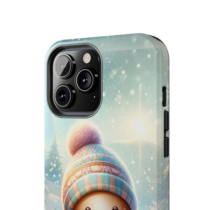 Cute Happy Gingerbread Man in the Snow Pattern Design Tough Phone Case compatible with a large variety of iPhone models, Gift, Phone Case