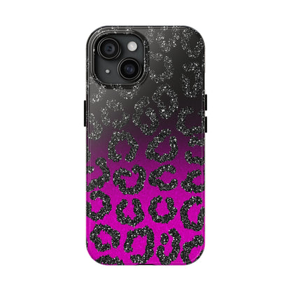 Pink and Black Ombre Leopard Design Phone Case- Lightweight, Impact Resistant Cover for iPhone 6, 6s, 12, 13, 14, 15