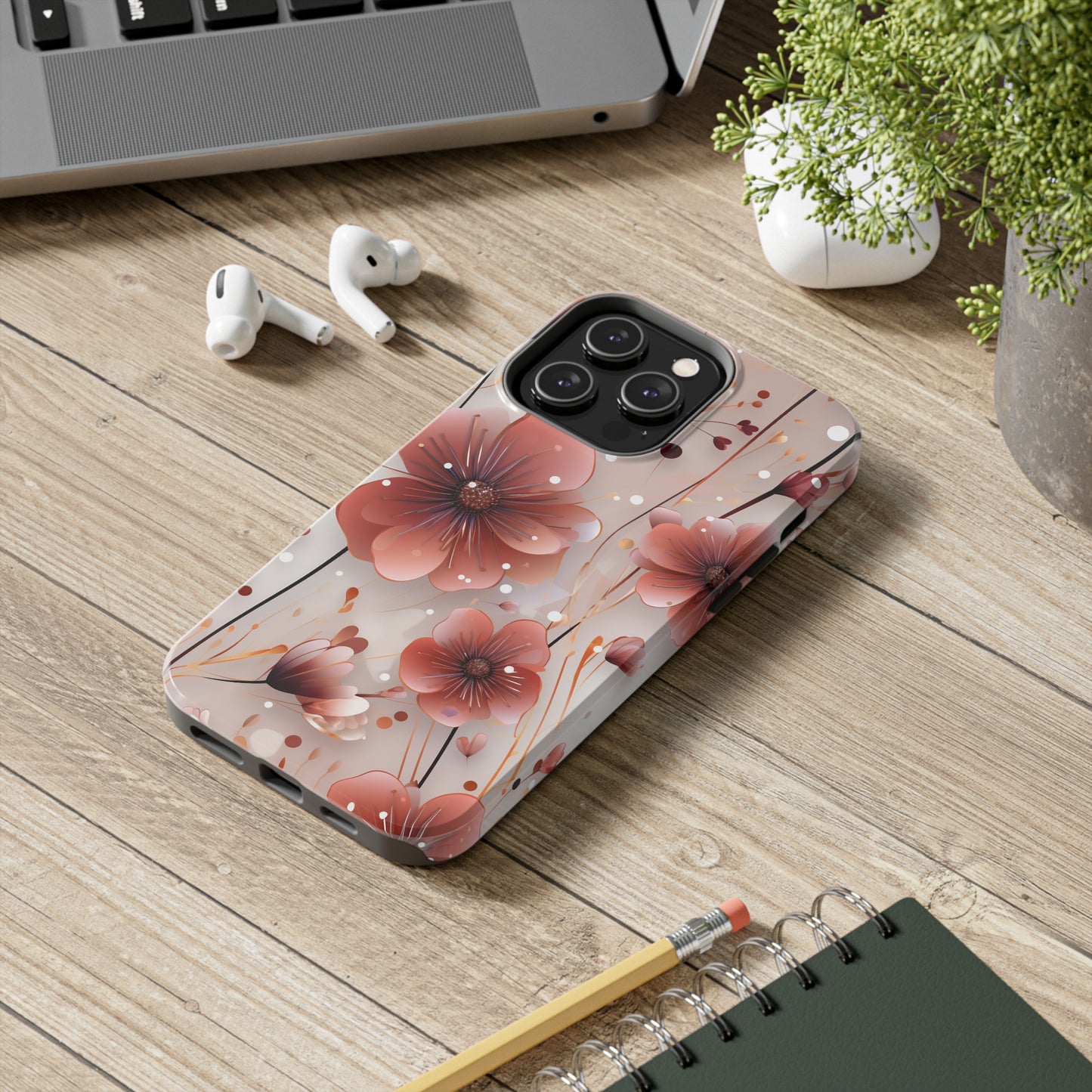 Pretty Mauve Flowers Pattern Design Tough Phone Case compatible with a large variety of iPhone models, Gift, Phone Case