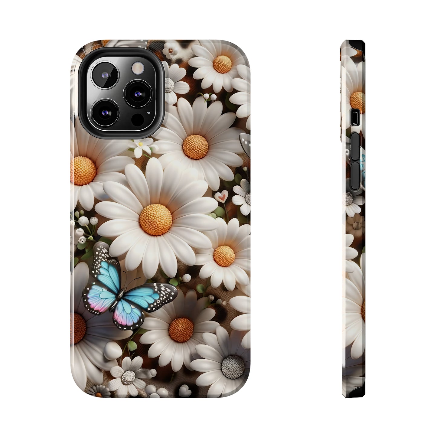 Butterflies, Leopard Print & Daisies Digital print Design Tough Phone Case compatible with a large variety of iPhone models,Gift, Phone Case