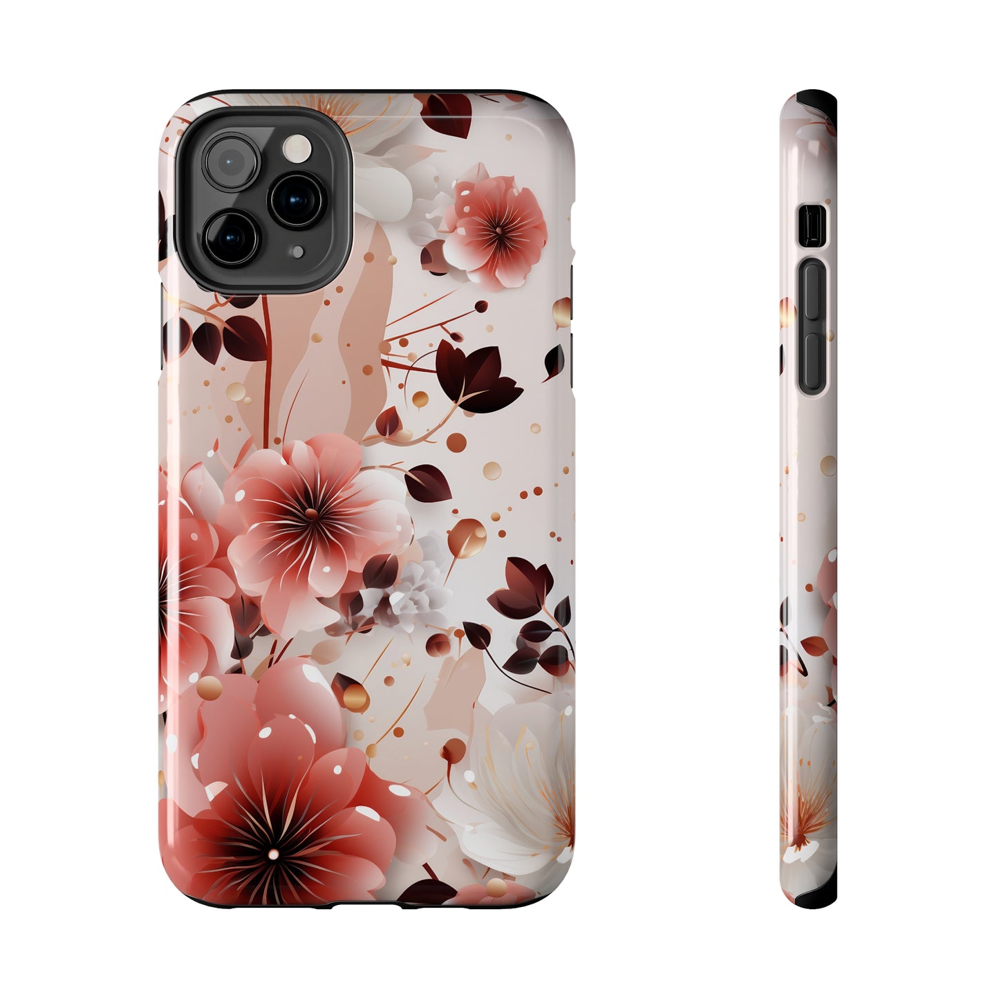 Pretty Pink & White Flowers Pattern Design Tough Phone Case compatible with a large variety of iPhone models, Gift, Phone Case