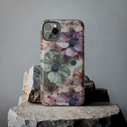 Fun Pastel Flowers Digital print Design Tough Phone Case compatible with a large variety of iPhone models, Gift, Phone Case