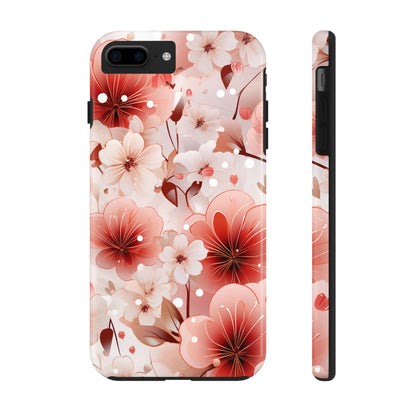 Pink Floral Pattern Design Tough Phone Case compatible with a large variety of iPhone models, Gift, Phone Case