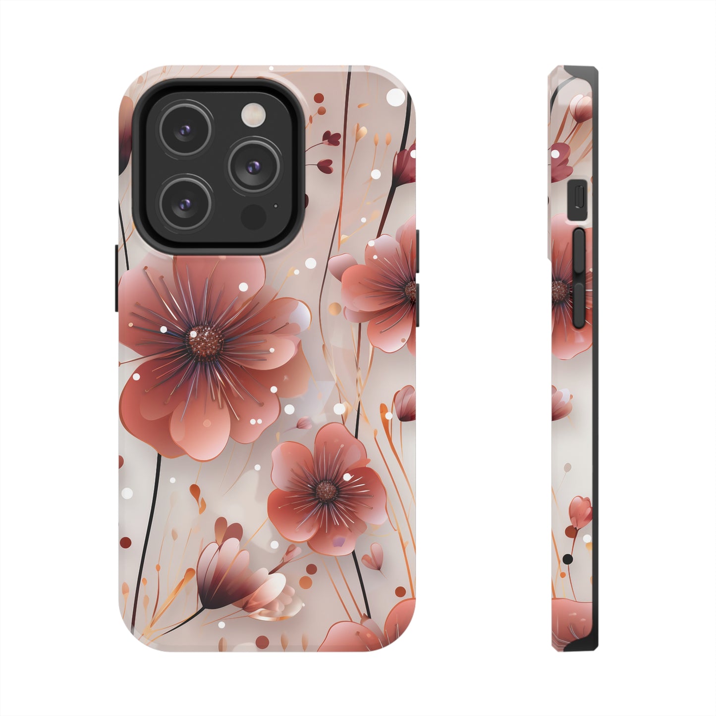 Pretty Mauve Flowers Pattern Design Tough Phone Case compatible with a large variety of iPhone models, Gift, Phone Case