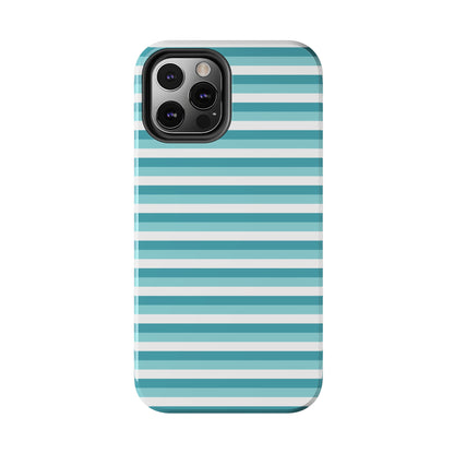 Blue and White Girly Stripe print Design Tough Phone Case compatible with a large variety of iPhone models, Gift, Phone Case