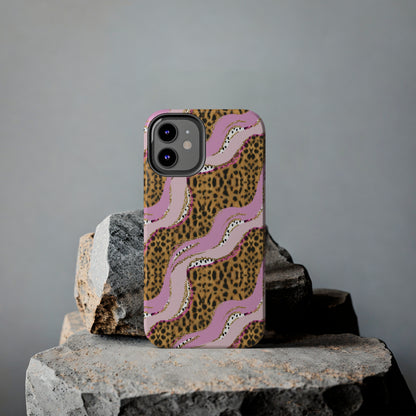 Cheetah Waves with Pink and Gold Design Phone Case- Lightweight, Impact Resistant Cover for iPhone 6, 6s, 12, 13, 14, 15