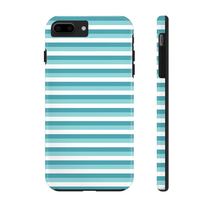 Blue and White Girly Stripe print Design Tough Phone Case compatible with a large variety of iPhone models, Gift, Phone Case