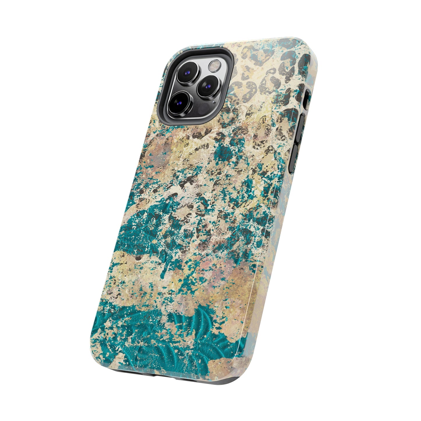 Western Turquoise and Cheetah Design Tough Phone Case compatible with a large variety of phone models, Gift, Phone Case