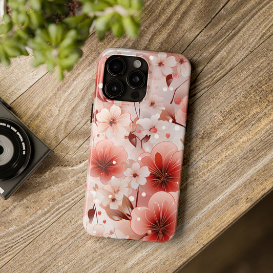 Pink Floral Pattern Design Tough Phone Case compatible with a large variety of iPhone models, Gift, Phone Case