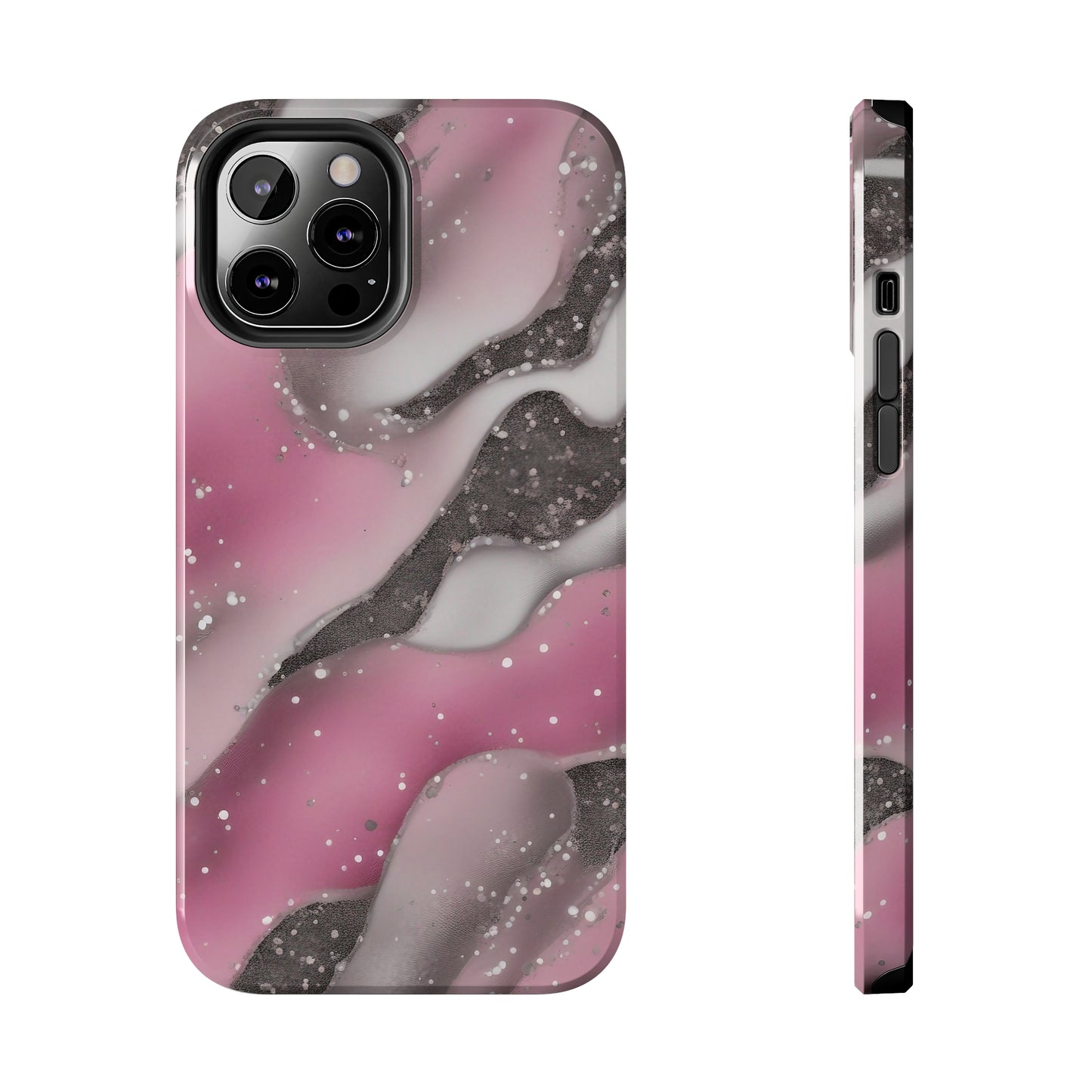 Waves of Pink and Black Pattern print design Tough Phone Case compatible with a large variety of phone models, Phone Case