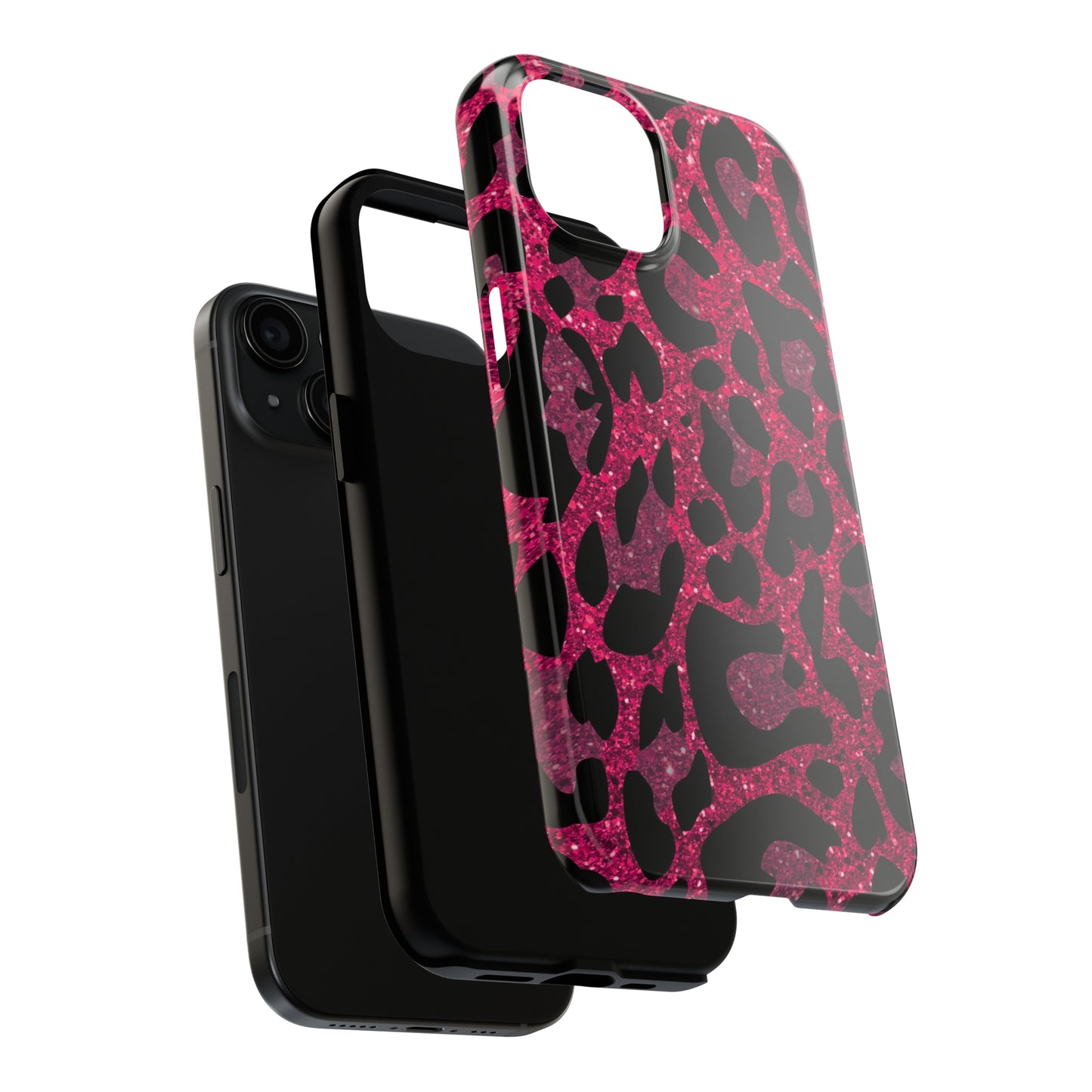 Pink and Black Leopard Design Phone Case- Lightweight, Impact Resistant Cover for iPhone 6, 6s, 12, 13, 14, 15