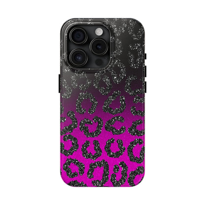 Pink and Black Ombre Leopard Design Phone Case- Lightweight, Impact Resistant Cover for iPhone 6, 6s, 12, 13, 14, 15