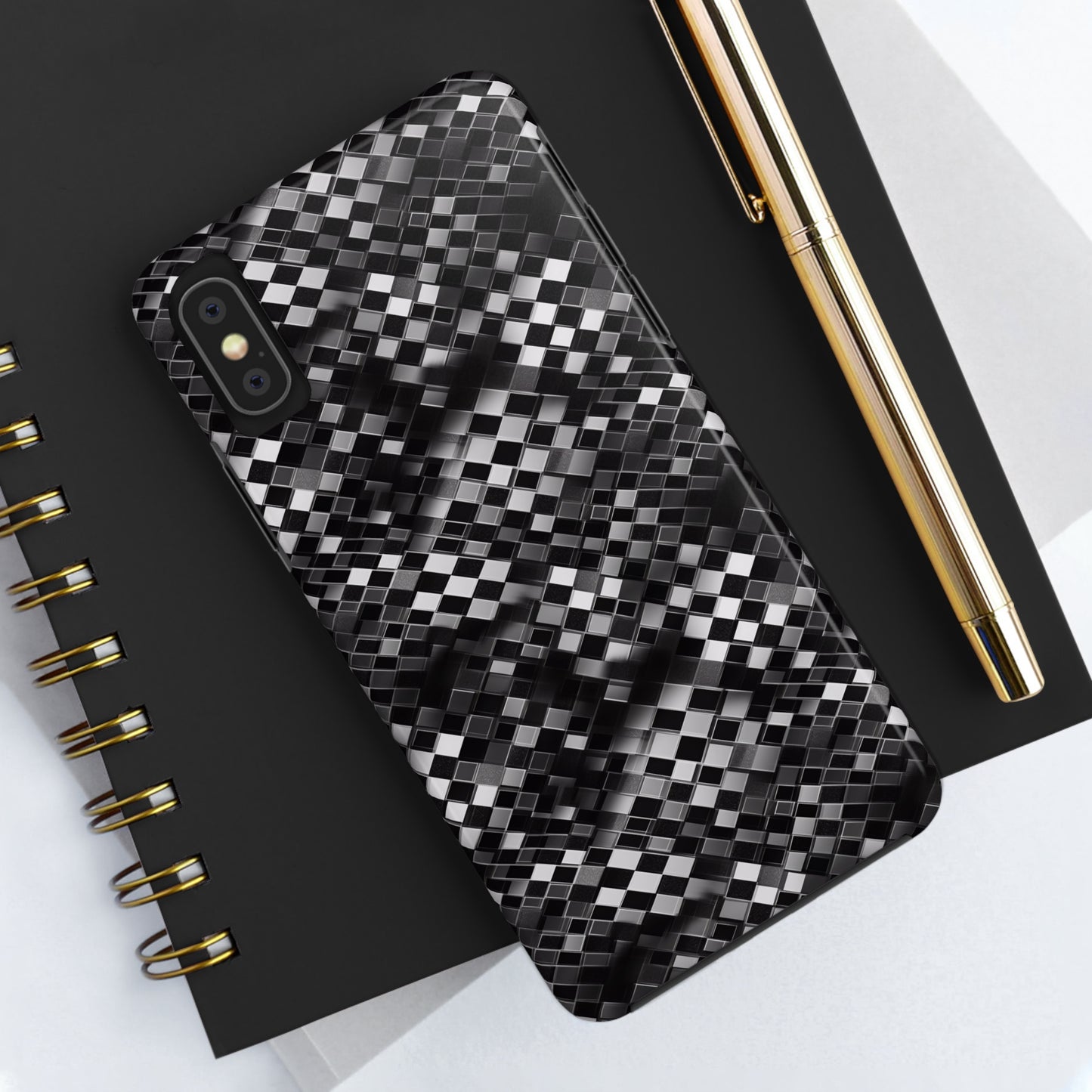 3D Checkerboard Print Pattern Design Tough Phone Case compatible with a large variety of iPhone models, Phone Case, Gift