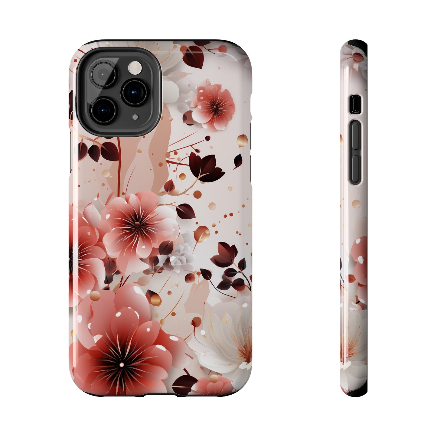 Pretty Pink & White Flowers Pattern Design Tough Phone Case compatible with a large variety of iPhone models, Gift, Phone Case