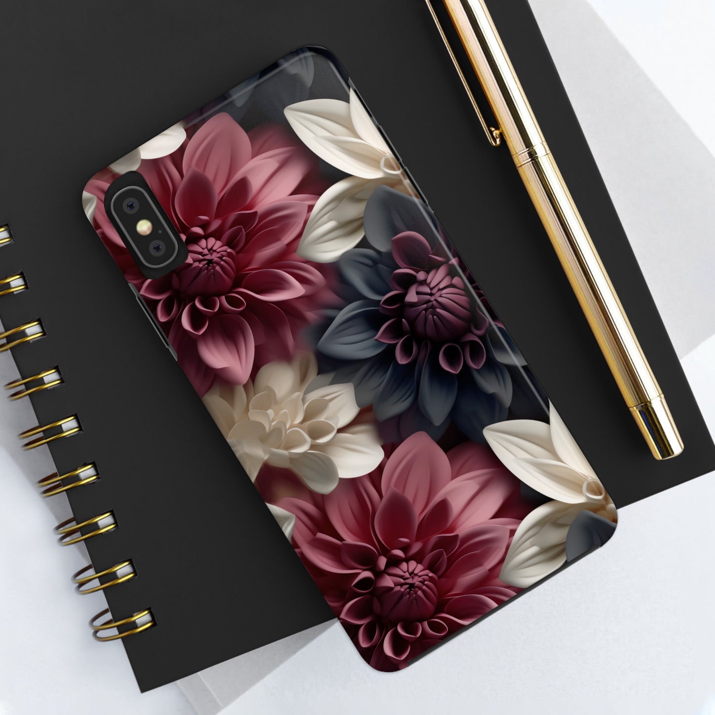 Elegant Dahlias design Tough Phone Case compatible with a large variety of iPhone models, Birthday Gift, Phone Case