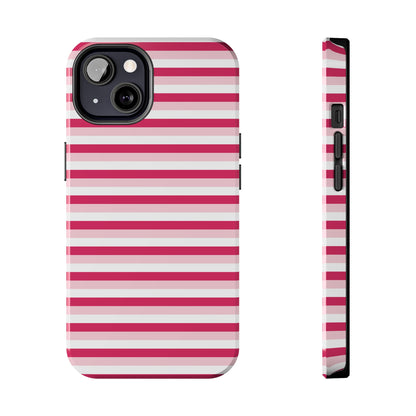 Pink and White Girly Stripe print Design Tough Phone Case compatible with a large variety of iPhone models, Gift, Phone Case