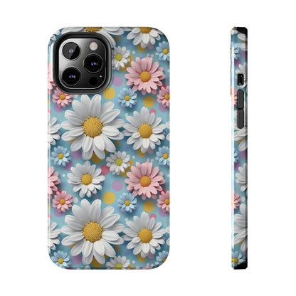 3D Spring Flowes and Polka Dots Digital print Design Tough Phone Case compatible with a large variety of iPhone models, Gift, Phone Case