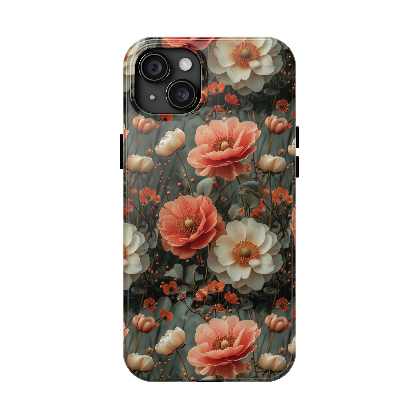 Elegant Peach Flowers Protective Cover, Botanical Garden design Tough Phone Case compatible with a large variety of iphone models