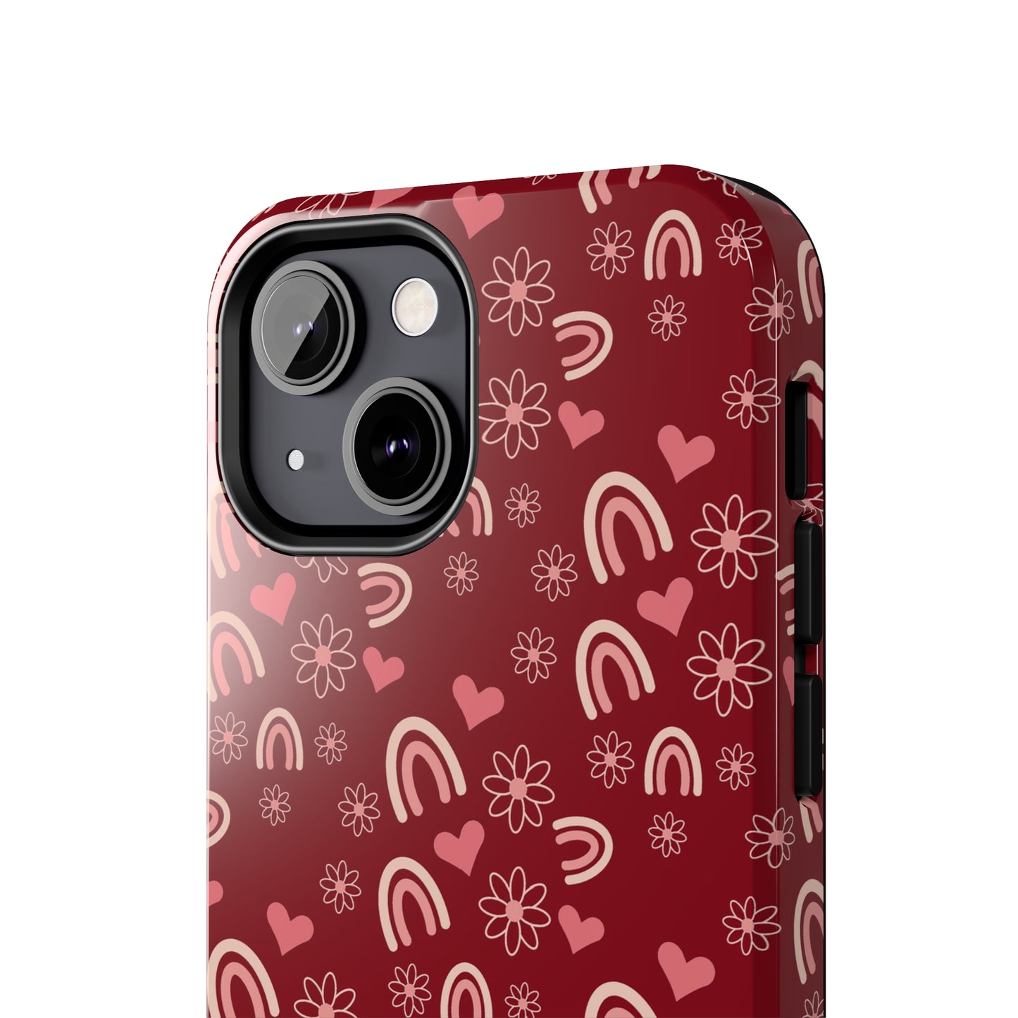 Red Boho2 Rainbow print Design Tough Phone Case compatible with a large variety of iPhone models, Gift, Phone Case