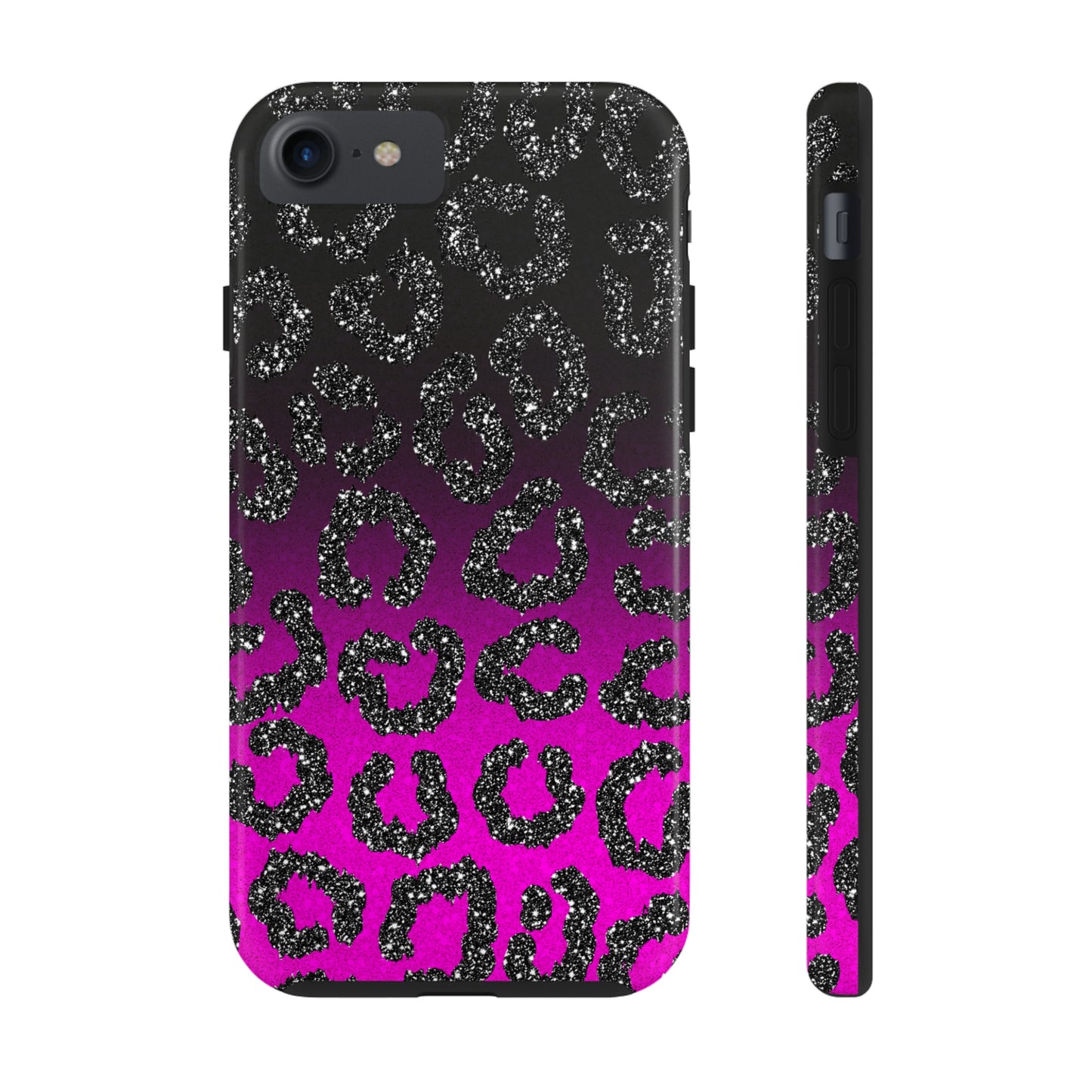 Pink and Black Ombre Leopard Design Phone Case- Lightweight, Impact Resistant Cover for iPhone 6, 6s, 12, 13, 14, 15