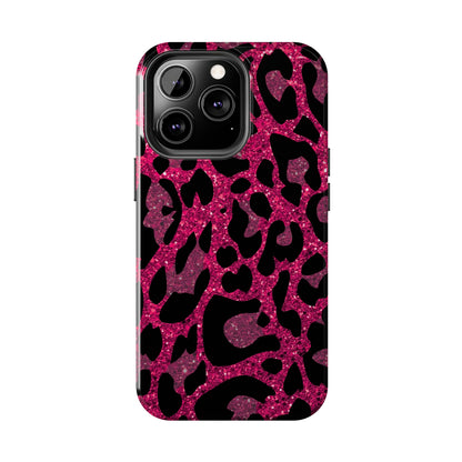 Pink and Black Leopard Design Phone Case- Lightweight, Impact Resistant Cover for iPhone 6, 6s, 12, 13, 14, 15