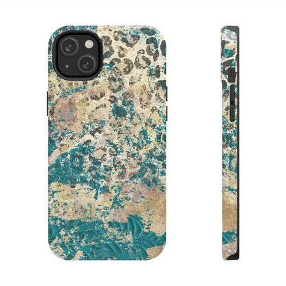 Western Turquoise and Cheetah Design Tough Phone Case compatible with a large variety of phone models, Gift, Phone Case