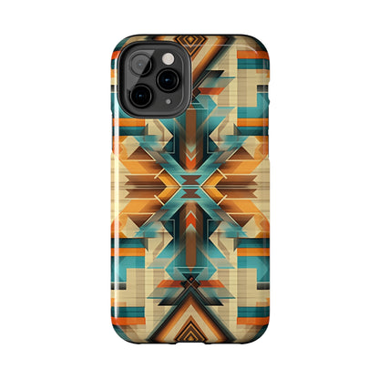 Beautiful Blue and Cream Native American Pattern Design Tough Phone Case compatible with a large variety of iPhone models, Gift, Phone Case