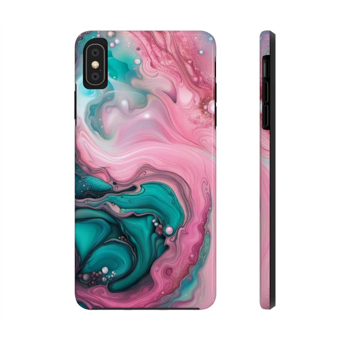 Pink and Teal Alcohol Ink Pattern Design Phone Case compatible with a large variety of iPhone models, Phone Case, Gift