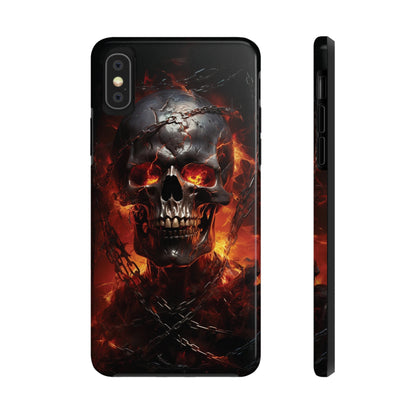 Gothic Skull iPhone Case, Dark Aesthetic Fiery Eyes, Unique Horror Style iPhone Accessory, Cool Tech Design for iPhone Models, Durable Phone Accessory Protective Cover for iPhone Models, Tough iPhone Case