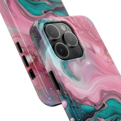 Pink and Teal Alcohol Ink Pattern Design Phone Case compatible with a large variety of iPhone models, Phone Case, Gift