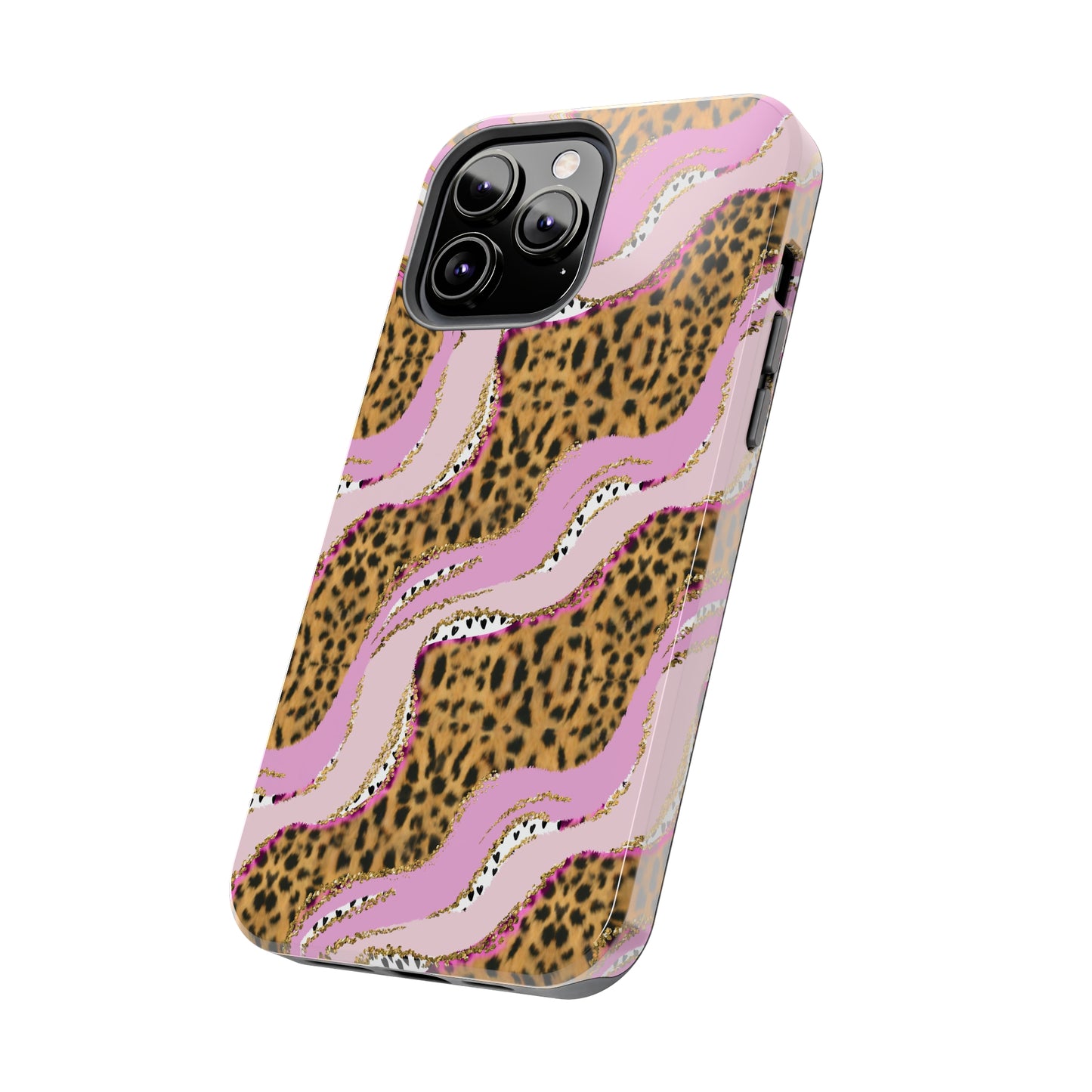 Cheetah Waves with Pink and Gold Design Phone Case- Lightweight, Impact Resistant Cover for iPhone 6, 6s, 12, 13, 14, 15