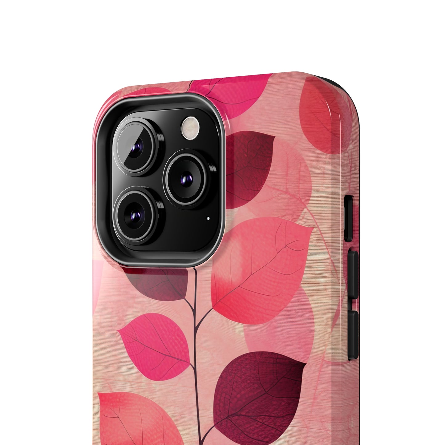 Girly Pink Abstract Leaf Design Tough Phone Case